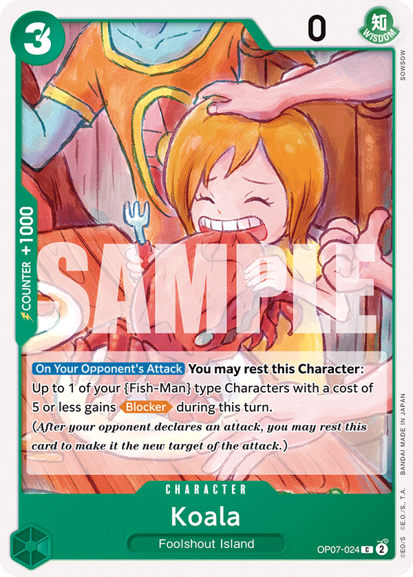 Carte Koala OP07-024 Common — One Piece TCG OP-07 500 Years in the Future (Bandai)