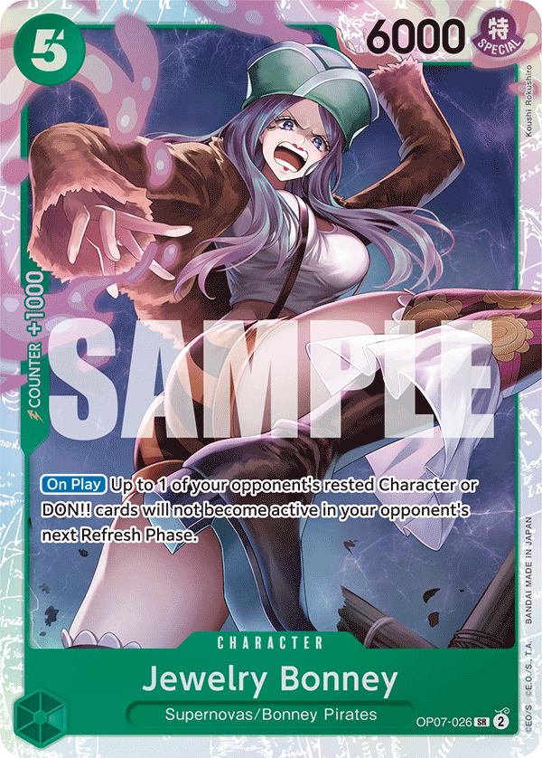 Carte Jewelry Bonney OP07-026 Super Rare — One Piece TCG OP-07 500 Years in the Future (Bandai)