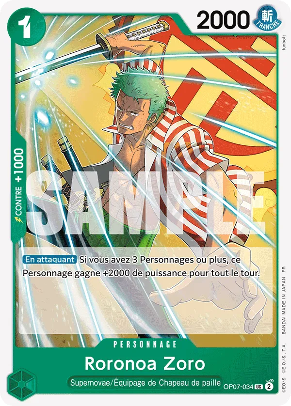 Carte Roronoa Zoro OP07-034_p1 Uncommon Alt Art — One Piece TCG OP-07 500 Years in the Future (Bandai)