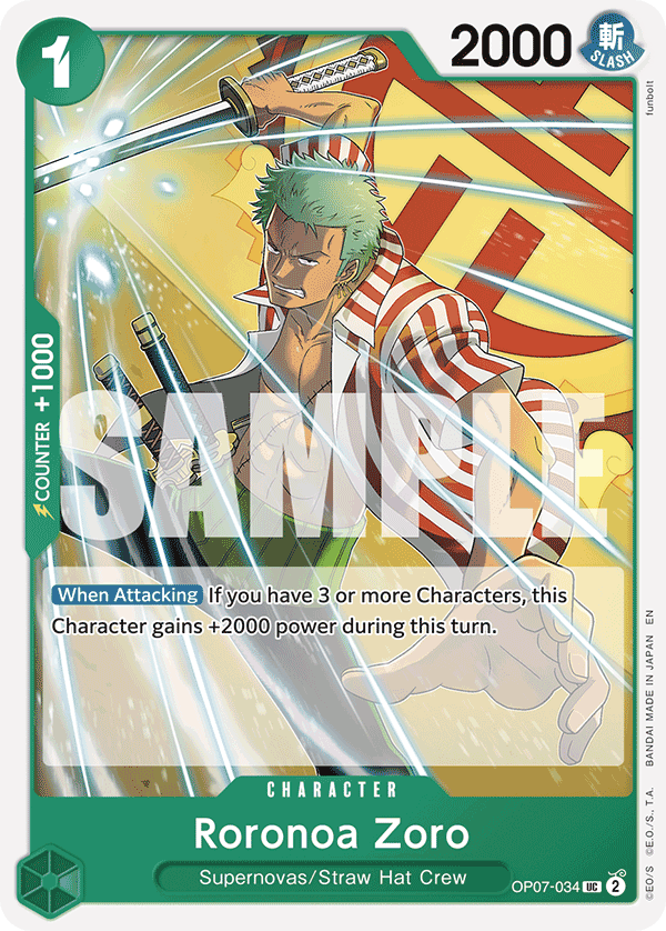 Roronoa Zoro OP07-034_r1 (Uncommon) — Serial V.1 Serial