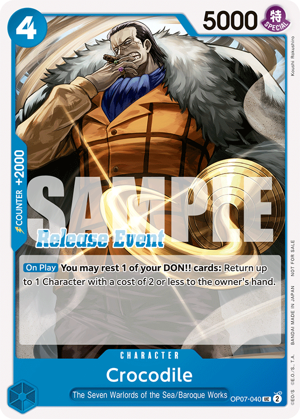 Carte Crocodile OP07-040_p1 Uncommon — One Piece TCG PROMO-OP-07 (Bandai)