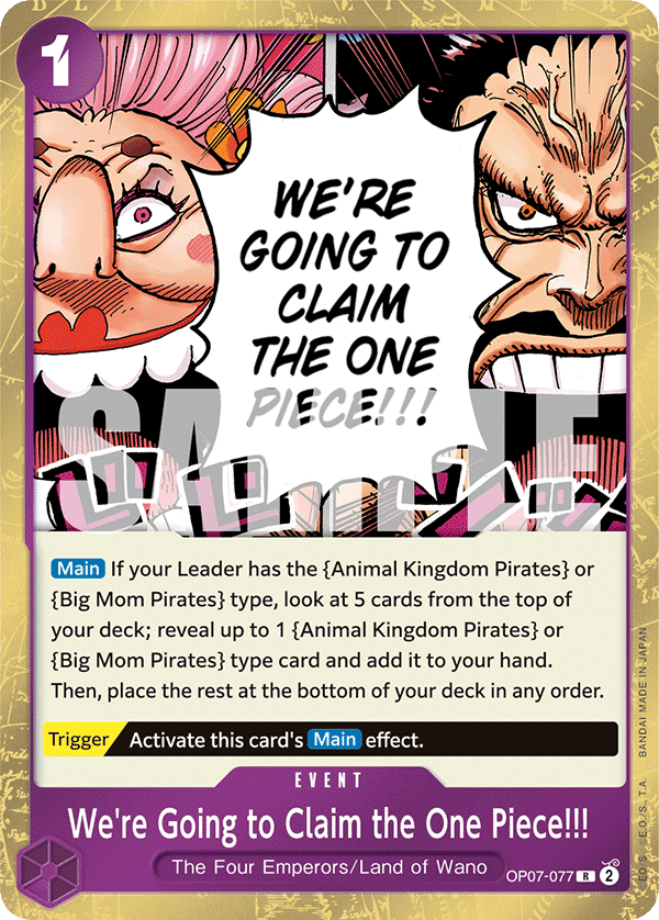 Carte We're Going to Claim the One Piece!!! OP07-077 Rare — One Piece TCG OP-07 500 Years in the Future (Bandai)