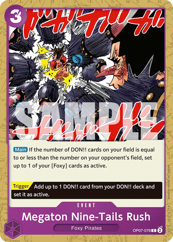 Carte Megaton Nine-Tails Rush OP07-078 Common — One Piece TCG OP-07 500 Years in the Future (Bandai)