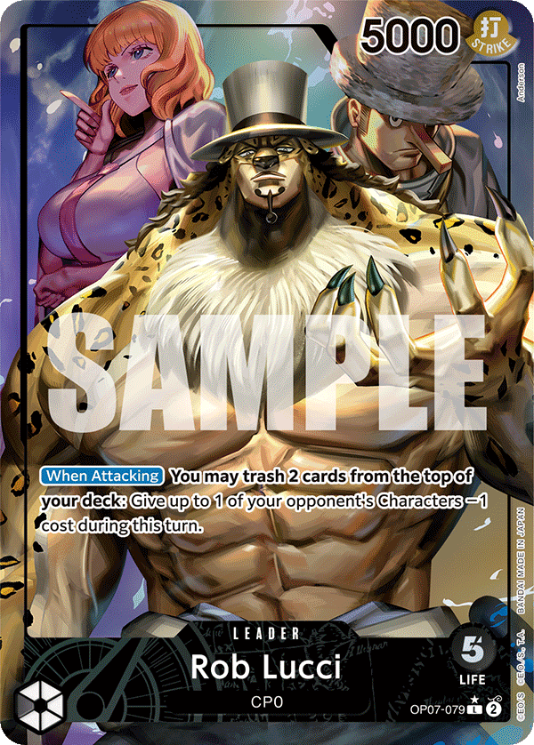 Carte Rob Lucci OP07-079_p1 Leader Alt Art — One Piece TCG OP-07 500 Years in the Future (Bandai)