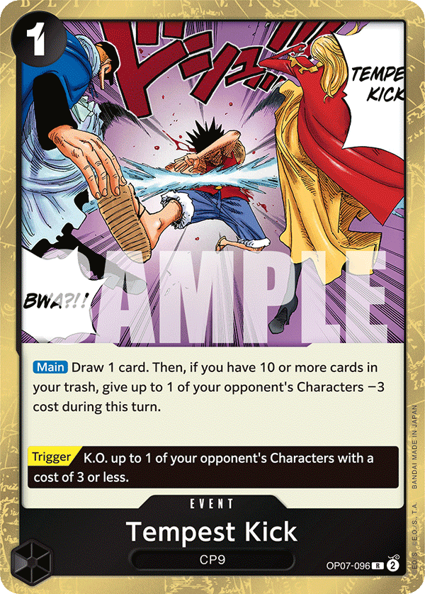 Carte Tempest Kick OP07-096 Rare — One Piece TCG OP-07 500 Years in the Future (Bandai)