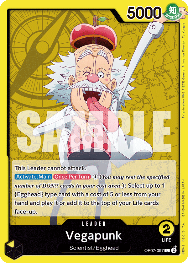 Carte Vegapunk OP07-097 Leader — One Piece TCG OP-07 (Bandai)