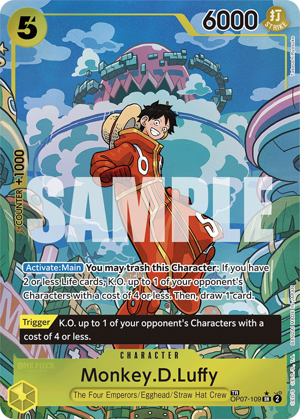 Carte Monkey.D.Luffy OP07-109_p2 Treasure Rare — One Piece TCG OP-08 (Bandai)