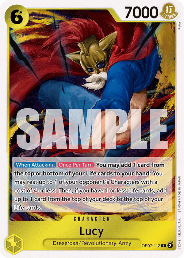 Carte Lucy OP07-112 Rare — One Piece TCG OP-07 500 Years in the Future (Bandai)