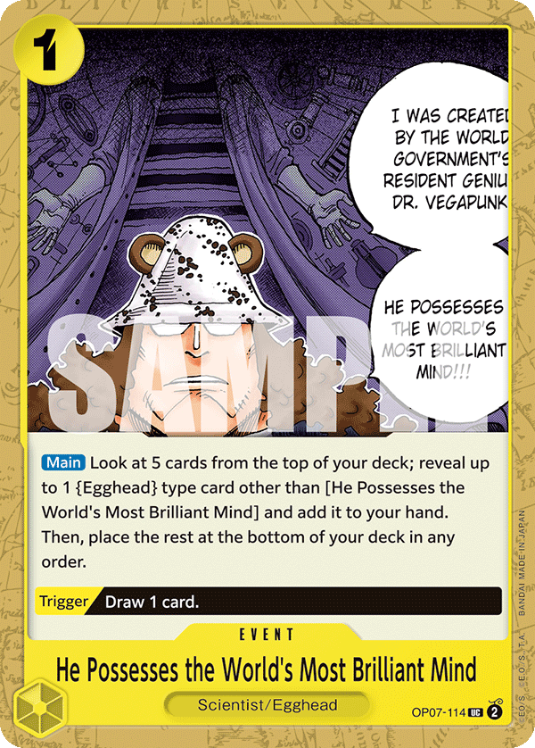 Carte He Possesses the World's Most Brilliant Mind OP07-114 Uncommon — One Piece TCG OP-07 500 Years in the Future (Bandai)