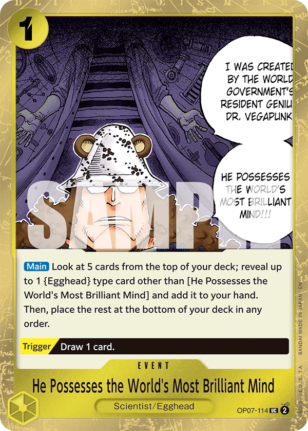 Carte L'homme le plus intelligent du monde OP07-114_p1 Uncommon Alt Art — One Piece TCG PRB-02 The Best Vol. 2 (Bandai)