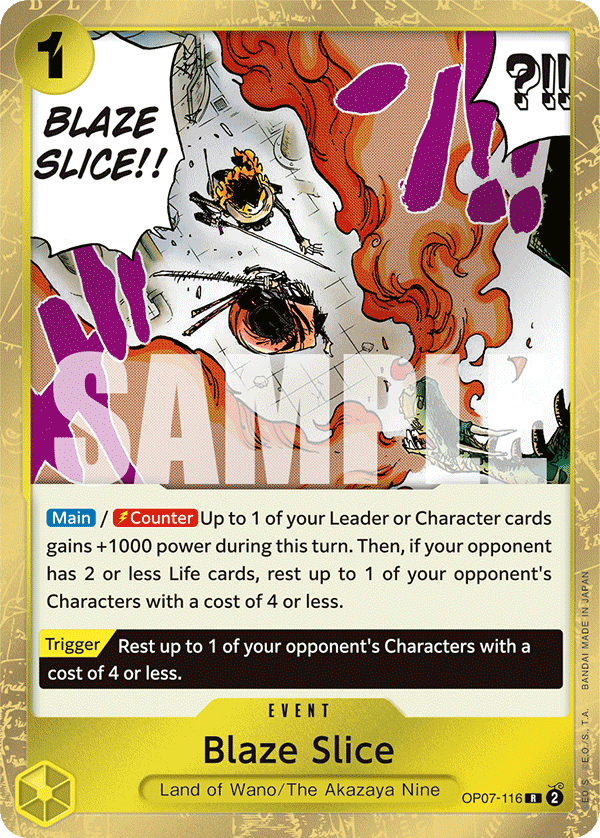 Carte Blaze Slice OP07-116 Rare — One Piece TCG OP-07 500 Years in the Future (Bandai)