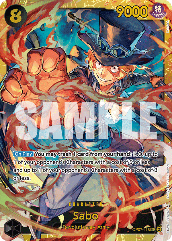 Carte Sabo OP07-118 Secret Rare — One Piece TCG OP-07 500 Years in the Future (Bandai)
