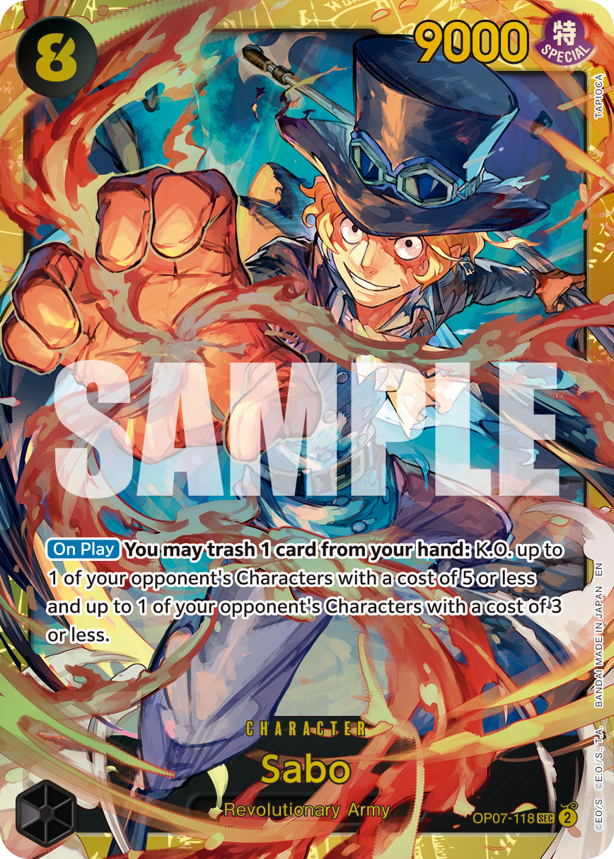 Carte officielle Sabo OP07-118_r1 Secret Rare — One Piece TCG (Bandai)
