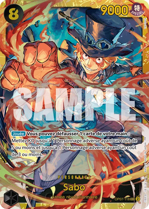 Carte Sabo OP07-118_r1 Secret Rare PRB-02 — One Piece TCG (Bandai)