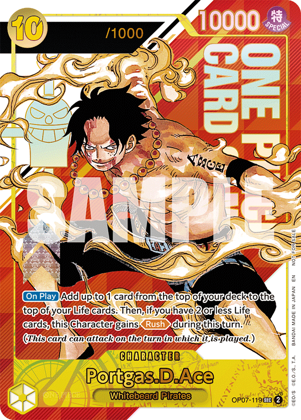 Carte Portgas.D.Ace OP07-119_p2 Secret Rare Serial — One Piece TCG PROMO-OP-07 Promos: 500 Years in the Future (Bandai)