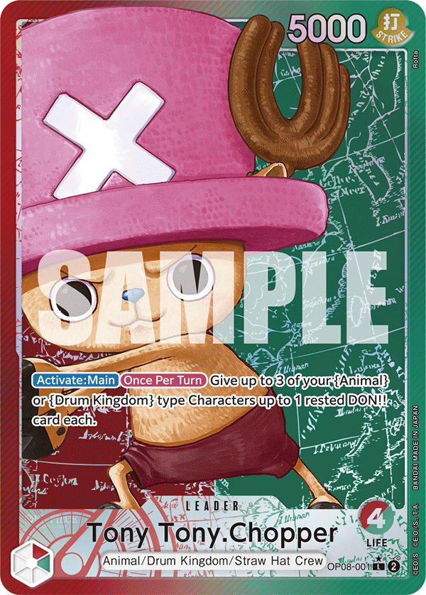 Carte Tony-Tony Chopper OP08-001_p1 Leader — One Piece TCG OP-08 (Bandai)
