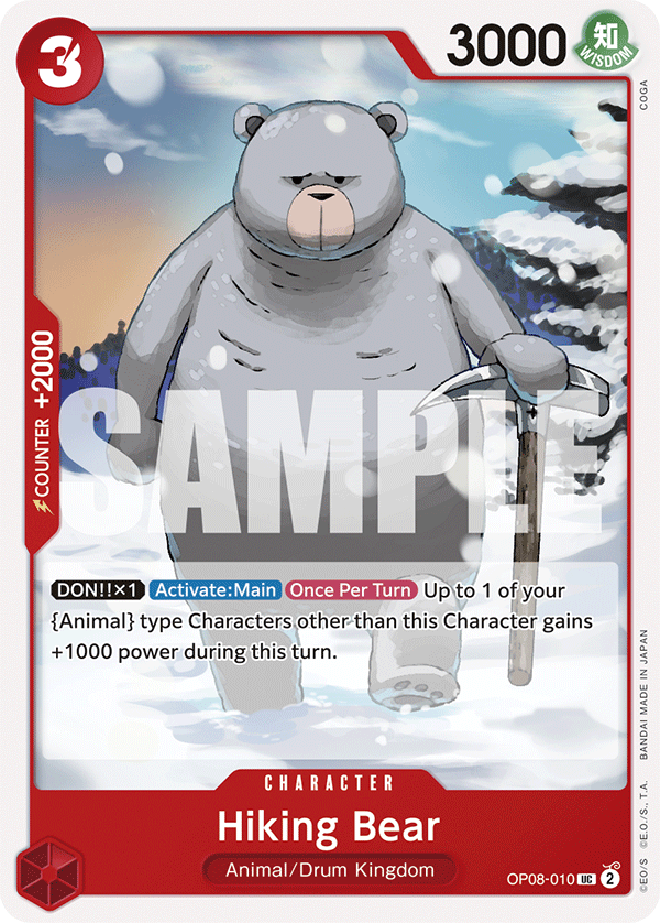 Carte Hiking Bear OP08-010 Uncommon — One Piece TCG OP-08 Two Legends (Bandai)