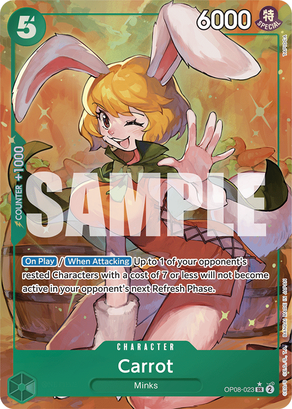 Carte Carrot OP08-023_p1 Super Rare — One Piece TCG OP-08 (Bandai)