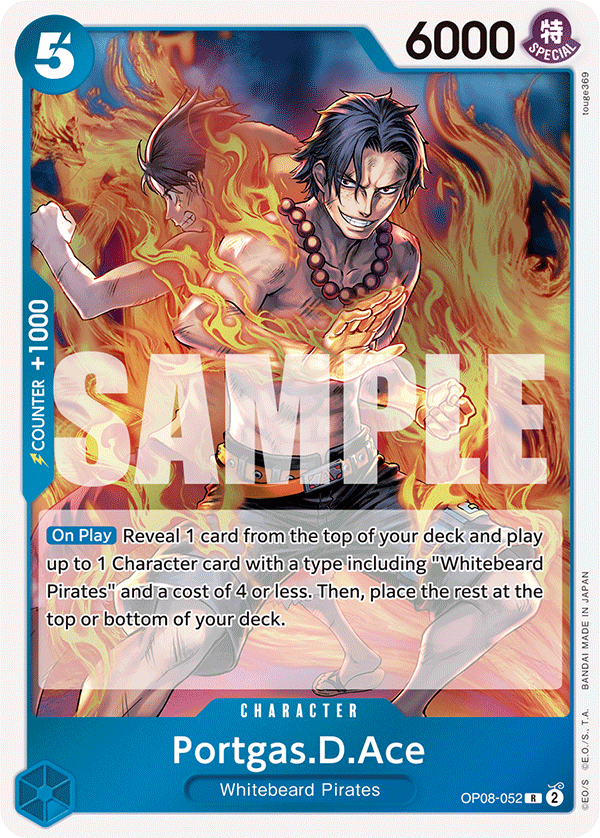 Carte Portgas.D.Ace OP08-052 Rare — One Piece TCG OP-08 Two Legends (Bandai)