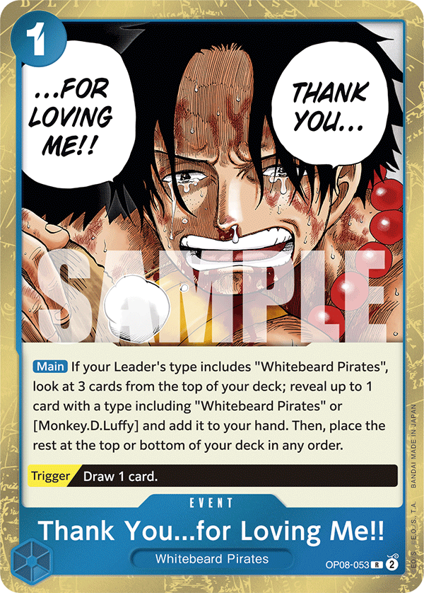 Carte Thank You...for Loving Me!! OP08-053 Rare — One Piece TCG OP-08 Two Legends (Bandai)