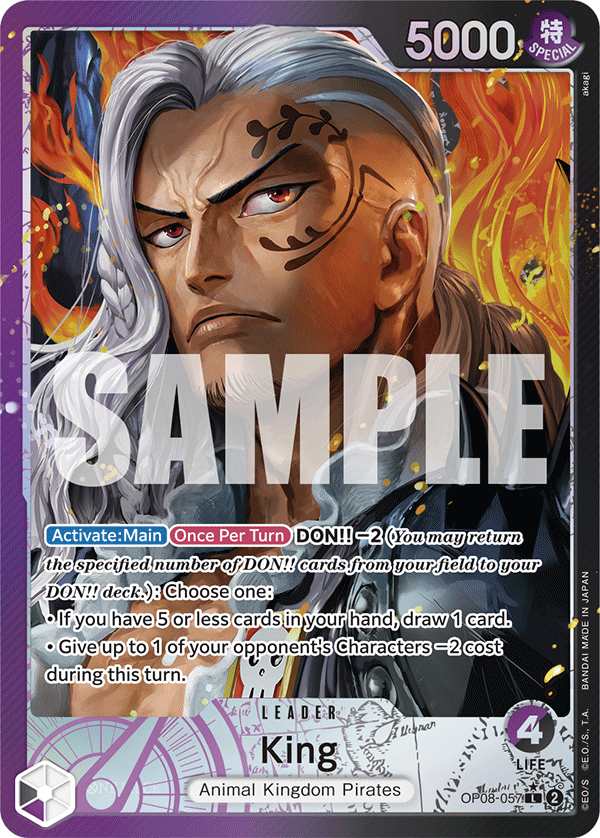 Carte King OP08-057_p1 Leader — One Piece TCG OP-08 (Bandai)