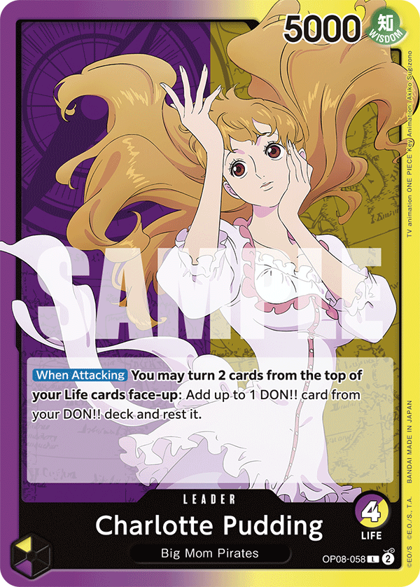 Carte Charlotte Pudding OP08-058 Leader — One Piece TCG OP-08 (Bandai)