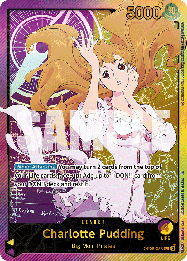 Carte Charlotte Pudding OP08-058_p2 Leader Alt Art — One Piece TCG EB-02 Anime 25th Collection (Bandai)