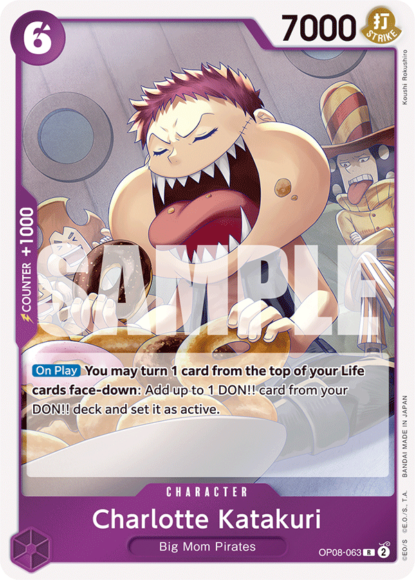 Carte Charlotte Katakuri OP08-063 Rare — One Piece TCG OP-08 Two Legends (Bandai)