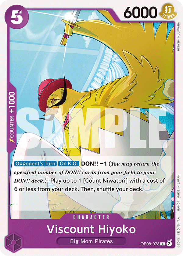 Carte Viscount Hiyoko OP08-073 Common — One Piece TCG OP-08 Two Legends (Bandai)