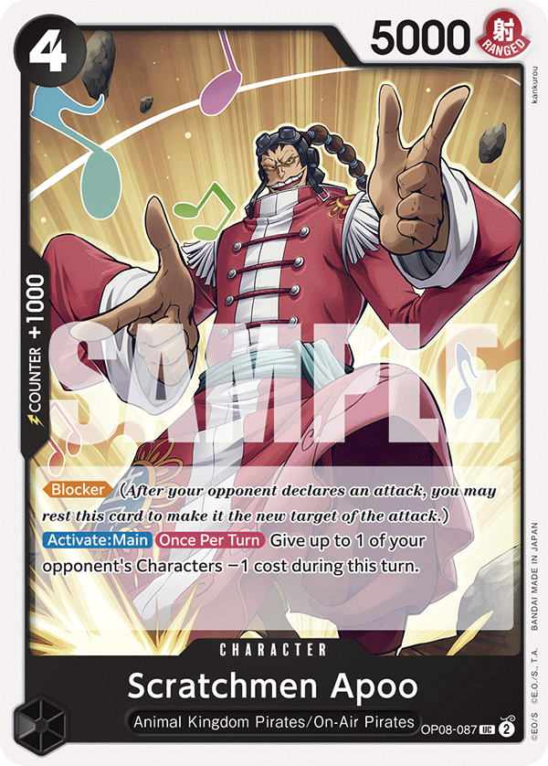 Carte Scratchmen Apoo OP08-087 Uncommon — One Piece TCG OP-08 Two Legends (Bandai)