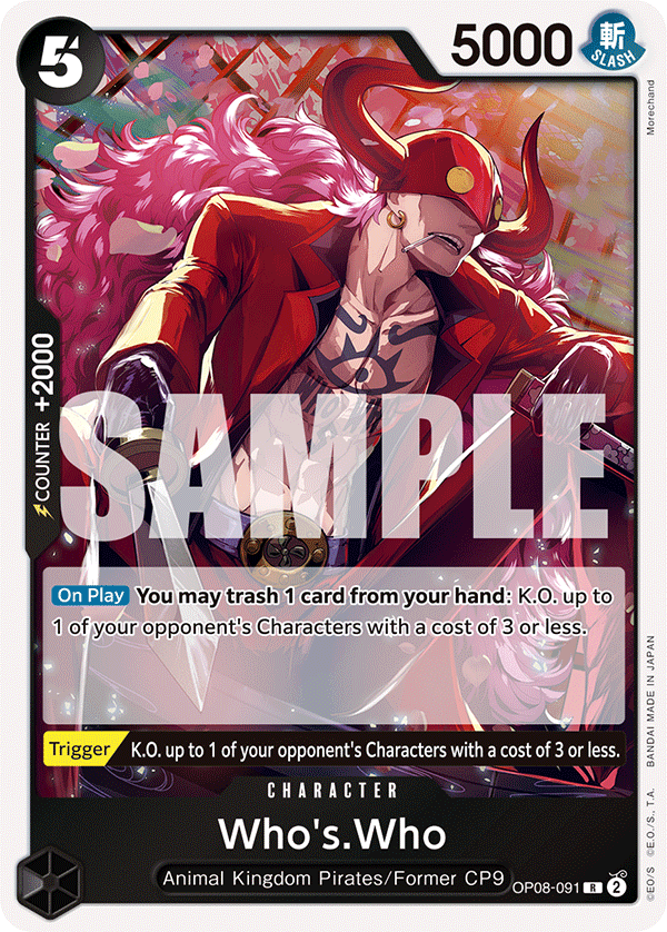 Carte Who's.Who OP08-091 Rare — One Piece TCG OP-08 Two Legends (Bandai)