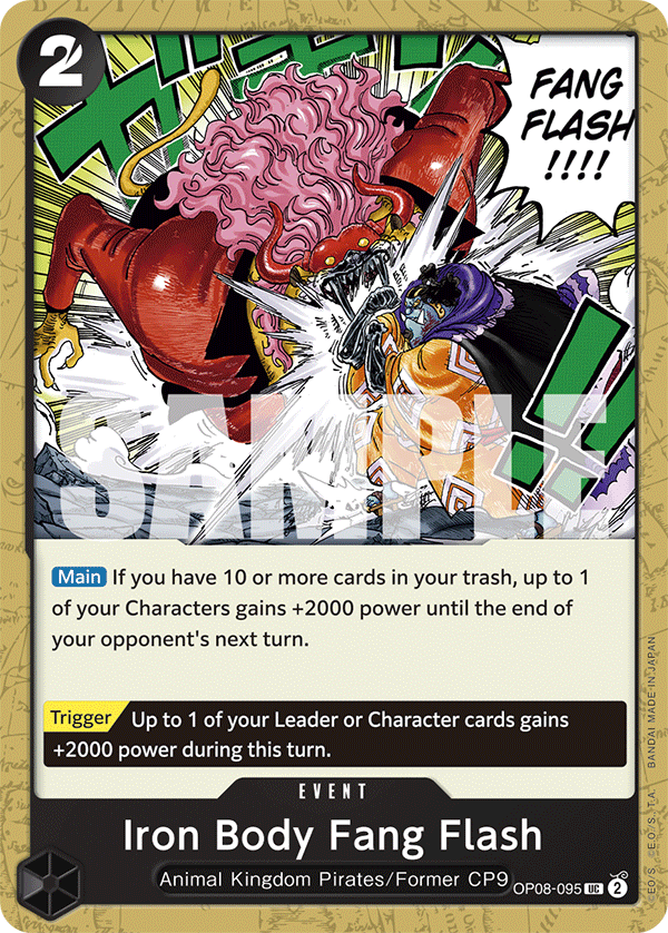 Carte Iron Body Fang Flash OP08-095 Uncommon — One Piece TCG OP-08 Two Legends (Bandai)