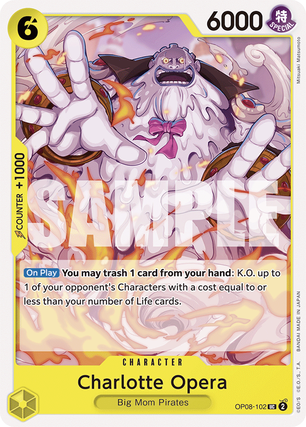 Carte Charlotte Opera OP08-102 Uncommon — One Piece TCG OP-08 Two Legends (Bandai)