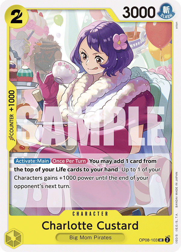 Carte Charlotte Custard OP08-103 Uncommon — One Piece TCG OP-08 Two Legends (Bandai)
