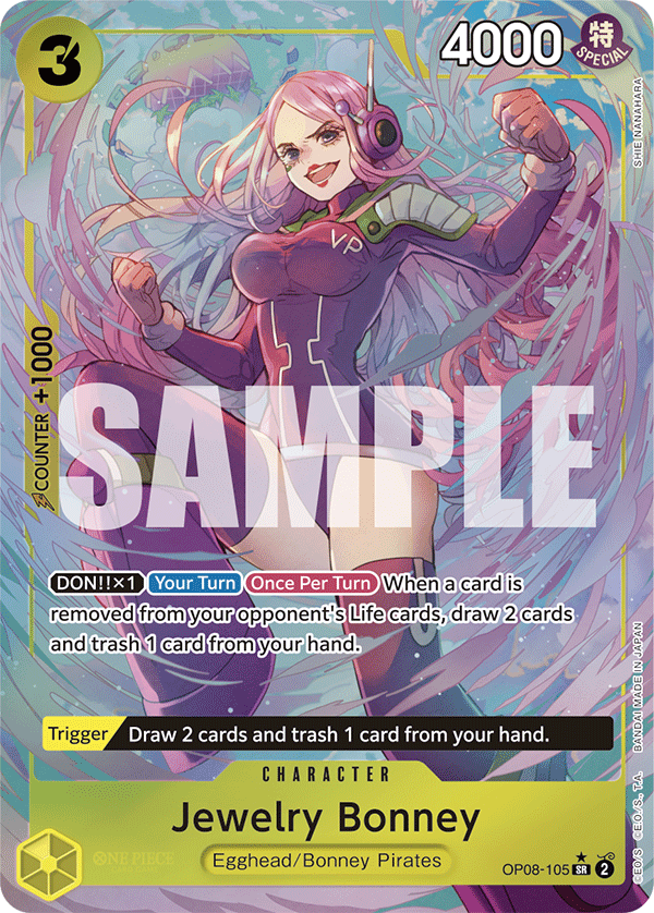 Carte Jewelry Bonney OP08-105_p1 Super Rare Alt Art — One Piece TCG OP-08 Two Legends (Bandai)