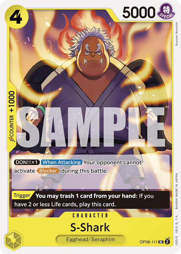 Carte S-Shark OP08-111 Uncommon — One Piece TCG OP-08 Two Legends (Bandai)