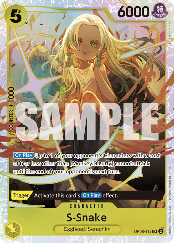 Carte S-Snake OP08-112 Super Rare — One Piece TCG OP-08 Two Legends (Bandai)