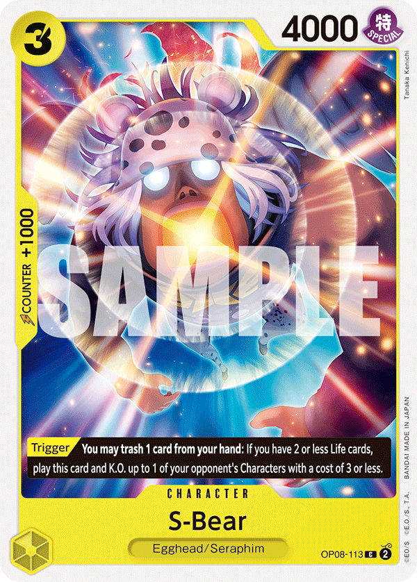Carte S-Bear OP08-113 Common — One Piece TCG OP-08 Two Legends (Bandai)