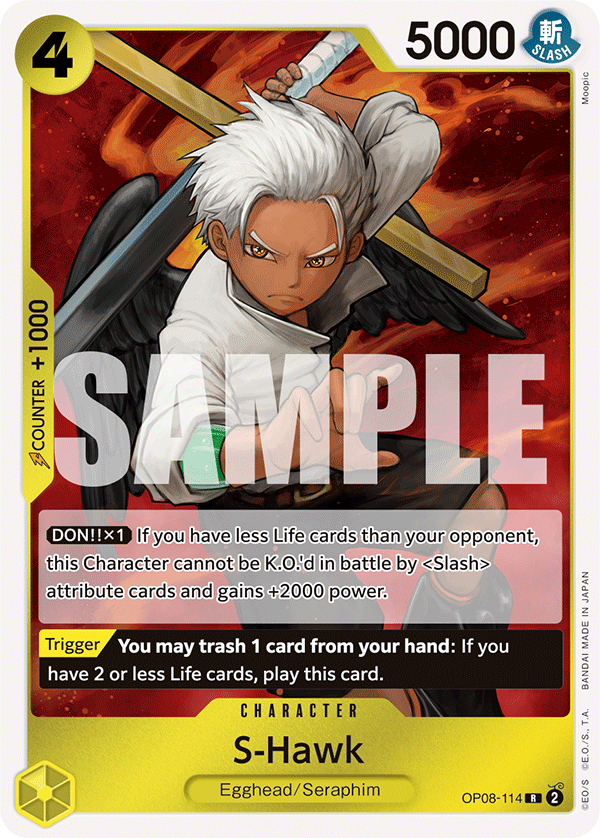 Carte S-Hawk OP08-114 Rare — One Piece TCG OP-08 Two Legends (Bandai)