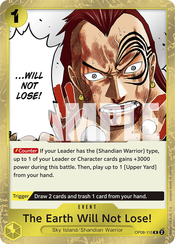 Carte The Earth Will Not Lose! OP08-115 Rare — One Piece TCG OP-08 Two Legends (Bandai)
