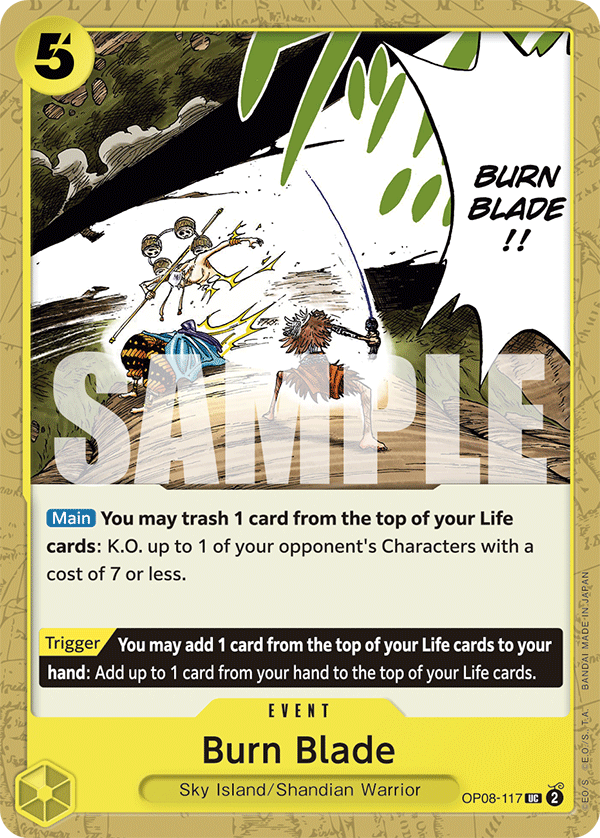 Carte Burn Blade OP08-117 Uncommon — One Piece TCG OP-08 Two Legends (Bandai)