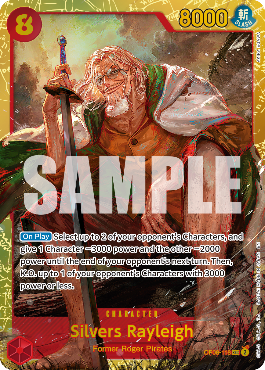 Carte Silvers Rayleigh OP08-118_r1 Secret Rare Serial — One Piece TCG PRB-02 The Best Vol. 2 (Bandai)
