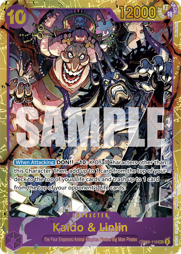 Carte Kaido & Linlin OP08-119 Secret Rare — One Piece TCG OP-08 Two Legends (Bandai)