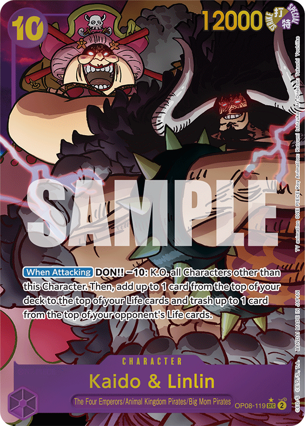 Carte Kaido & Linlin OP08-119_p1 Secret Rare Alt Art — One Piece TCG OP-08 Two Legends (Bandai)