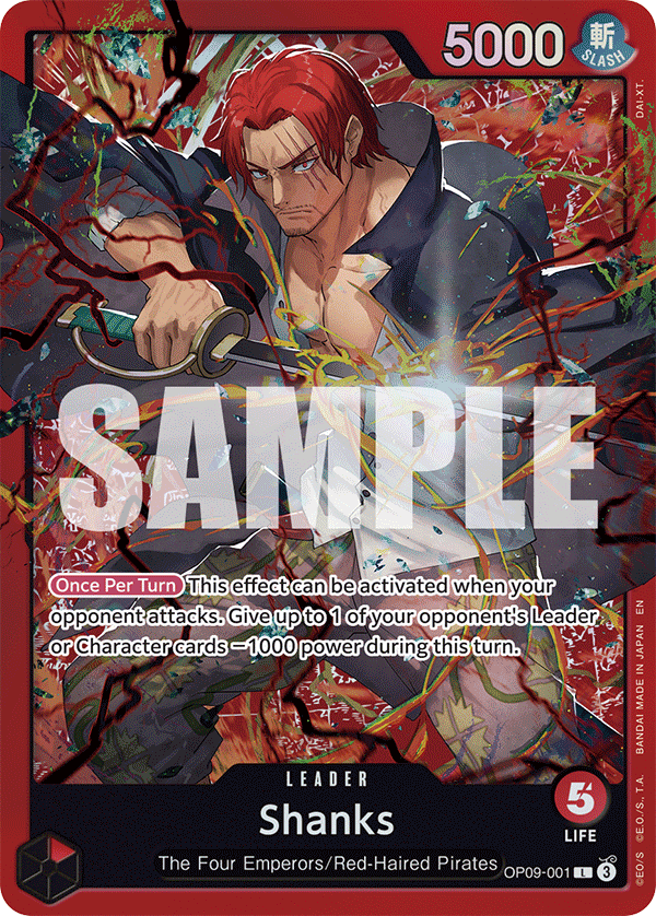 Carte Shanks OP09-001_p2 Leader Alt Art — One Piece TCG ST-23 Starter Deck: Red Shanks (Bandai)