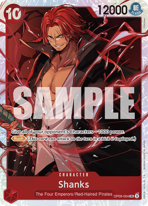 Carte Shanks OP09-004 Super Rare — One Piece TCG OP-09 (Bandai)