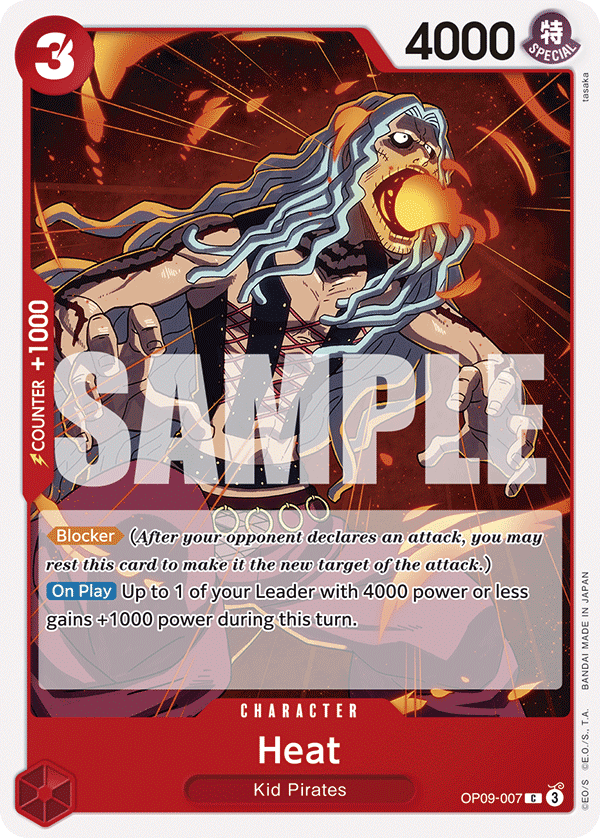 Carte Heat OP09-007 Common — One Piece TCG OP-09 Emperors in the New World (Bandai)