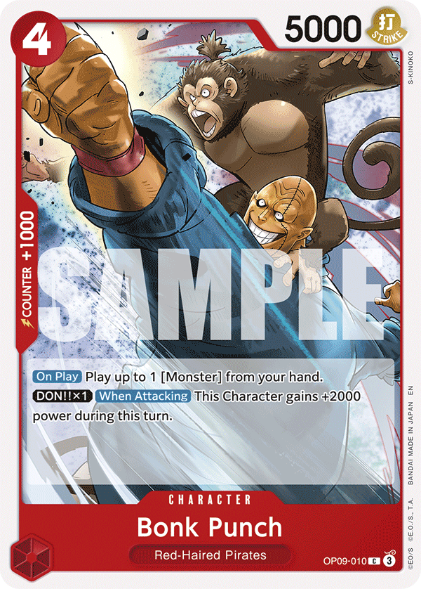 Carte Bonk Punch OP09-010_r1 Common Serial — One Piece TCG ST-23 Starter Deck: Red Shanks (Bandai)