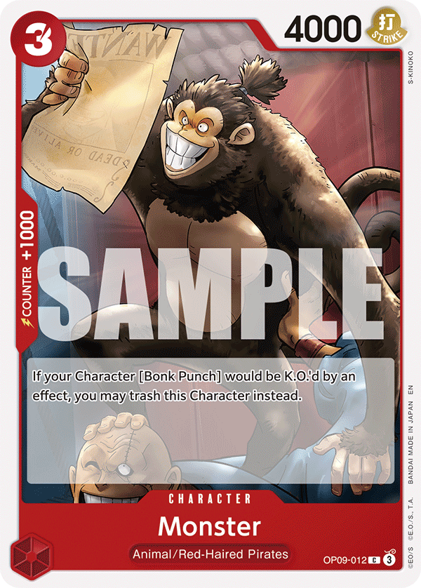 Carte Monster OP09-012_r1 Common Serial — One Piece TCG ST-23 Starter Deck: Red Shanks (Bandai)