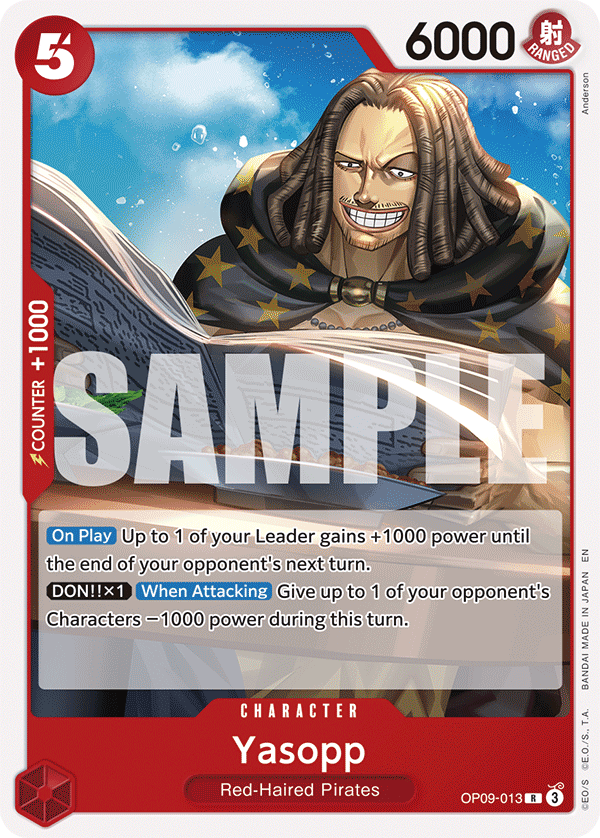 Carte Yasopp OP09-013_r1 Rare Serial — One Piece TCG ST-23 Starter Deck: Red Shanks (Bandai)